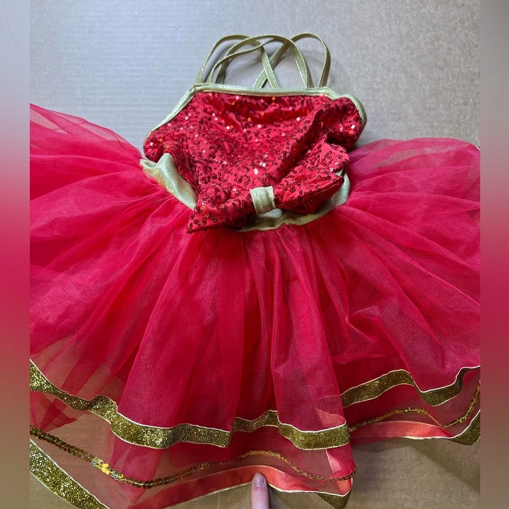 Weissman Gold Metallic Ribbon and Sequin Tutu Dress Size Child Small Red - Picture 7 of 9